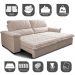 Sofá Retrátil e Reclinável 2,15m Molas Ensacadas Cama inBox Big Home com Bordado 3D Linho Bege Claro