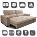 Sofá Retrátil e Reclinável 2,15m Molas Ensacadas Cama inBox Big Home com Bordado 3D Linho Bege Escuro