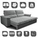 Sofá Retrátil e Reclinável 2,15m Molas Ensacadas Cama inBox Big Home com Bordado 3D Linho Cinza Claro
