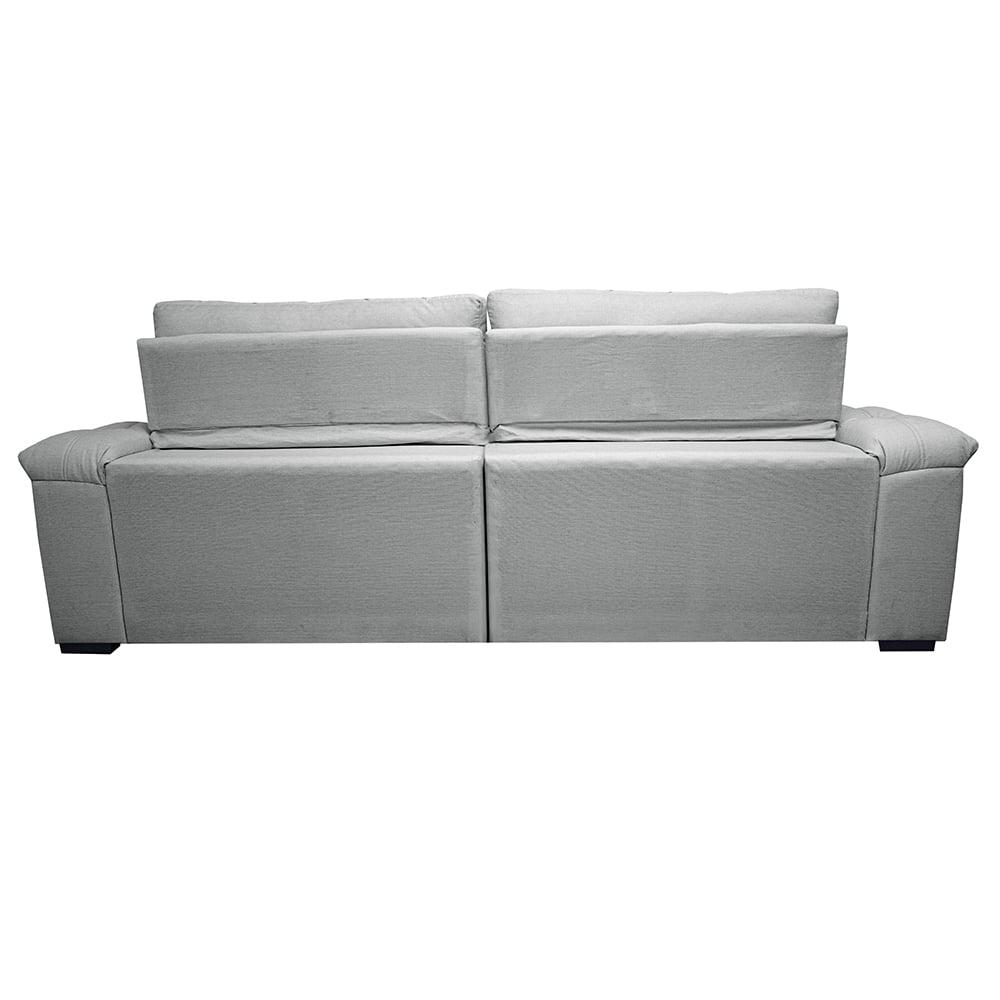 Sofá Retrátil e Reclinável 2,15m Molas Ensacadas Cama inBox Big Home com Bordado 3D Linho Cinza Claro