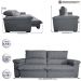 Sofá Retrátil e Reclinável 2,15m Molas Ensacadas Cama inBox Big Home com Bordado 3D Linho Cinza Escuro