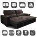 Sofá Retrátil e Reclinável 2,15m Molas Ensacadas Cama inBox Big Home com Bordado 3D Linho Marrom