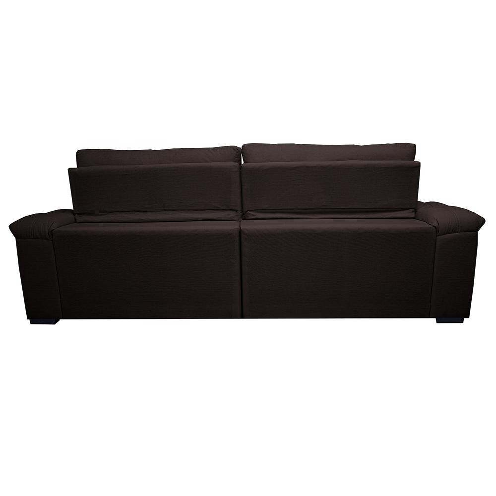 Sofá Retrátil e Reclinável 2,15m Molas Ensacadas Cama inBox Big Home com Bordado 3D Linho Marrom