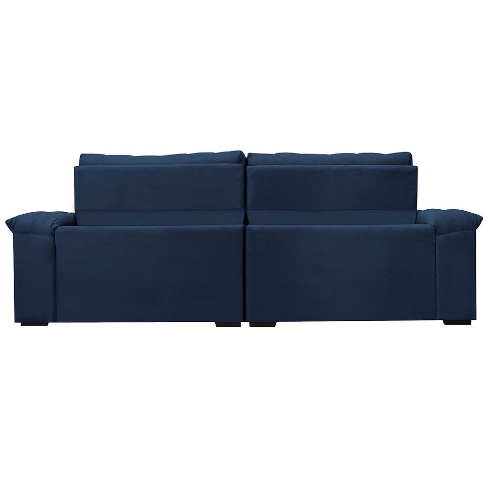 Sofá Retrátil e Reclinável 2,15m Molas Ensacadas Cama inBox Big Home com Bordado 3D Velusoft Azul