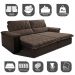 Sofá Retrátil e Reclinável 2,15m Molas Ensacadas Cama inBox Big Home com Bordado 3D Velusoft Café