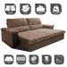 Sofá Retrátil e Reclinável 2,15m Molas Ensacadas Cama inBox Big Home com Bordado 3D Velusoft Castor