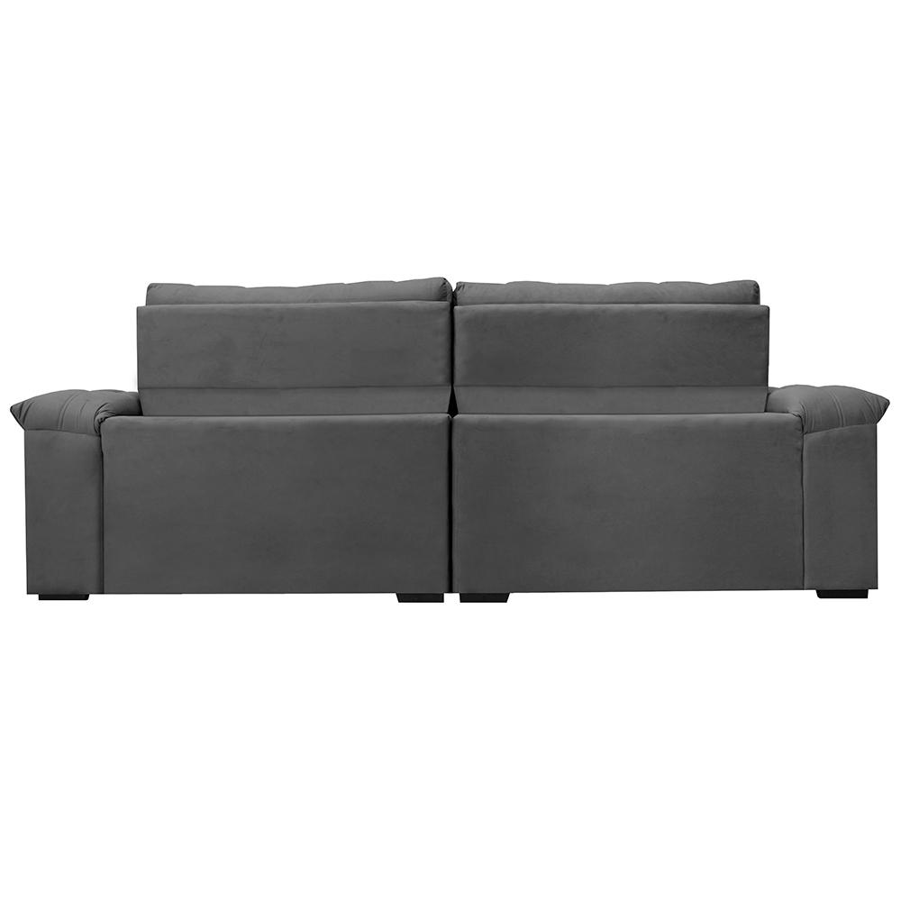 Sofá Retrátil e Reclinável 2,15m Molas Ensacadas Cama inBox Big Home com Bordado 3D Velusoft Cinza