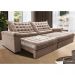 Sofá Retrátil e Reclinável 2,15m Molas Ensacadas Cama inBox Big Space com Bordado 3D Velusoft Bege