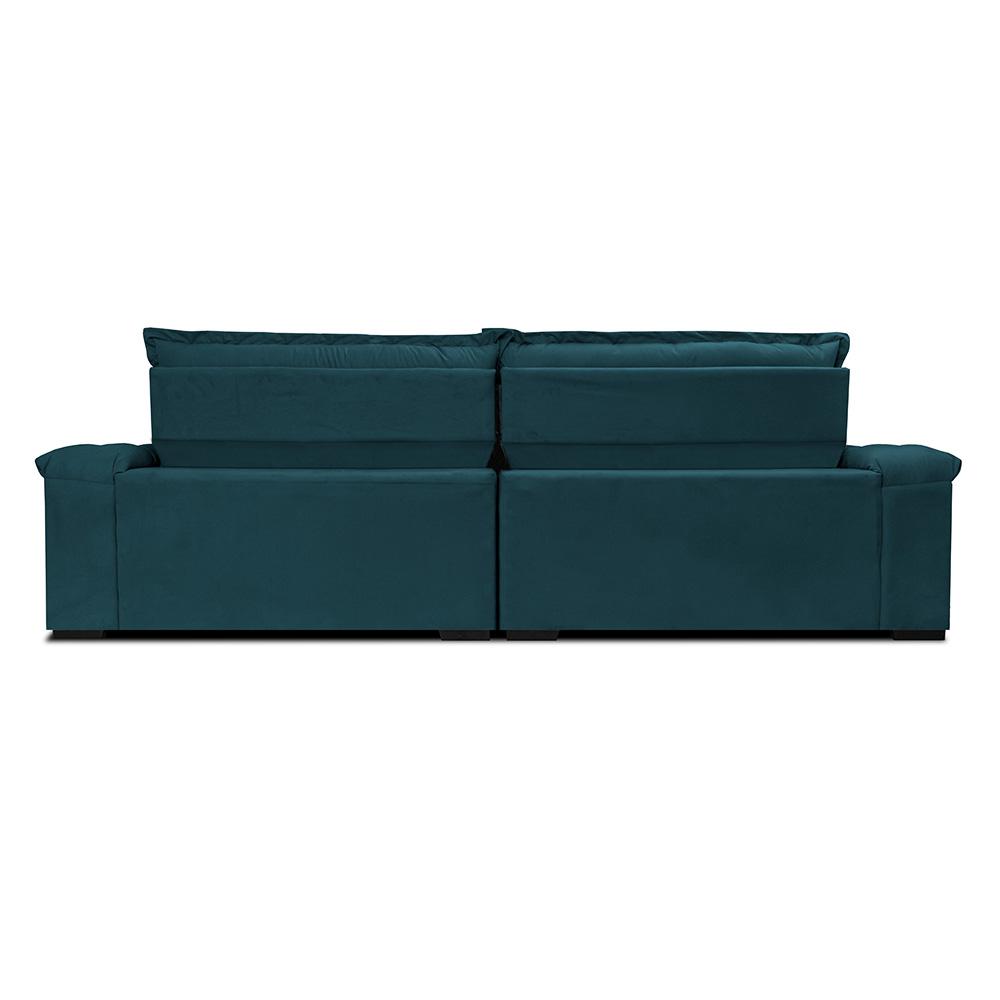Sofá Retrátil e Reclinável 2,15m Molas Ensacadas Cama inBox Big Space com Bordado 3D Velusoft Petróleo