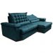 Sofá Retrátil e Reclinável 2,15m Molas Ensacadas Cama inBox Big Space com Bordado 3D Velusoft Petróleo