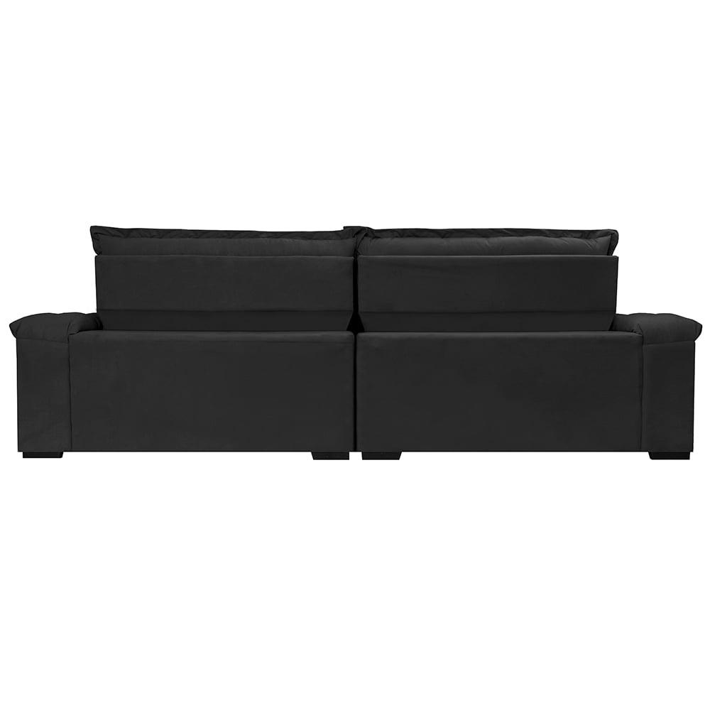 Sofá Retrátil e Reclinável 2,15m Molas Ensacadas Cama inBox Big Space com Bordado 3D Velusoft Preto