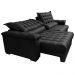 Sofá Retrátil e Reclinável 2,15m Molas Ensacadas Cama inBox Big Space com Bordado 3D Velusoft Preto