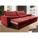 Sofá Retrátil e Reclinável 2,15m Molas Ensacadas Cama inBox Big Space com Bordado Velusoft Vermelho