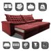 Sofá Retrátil e Reclinável 2,15m Molas Ensacadas Cama inBox Big Space com Bordado Velusoft Vermelho