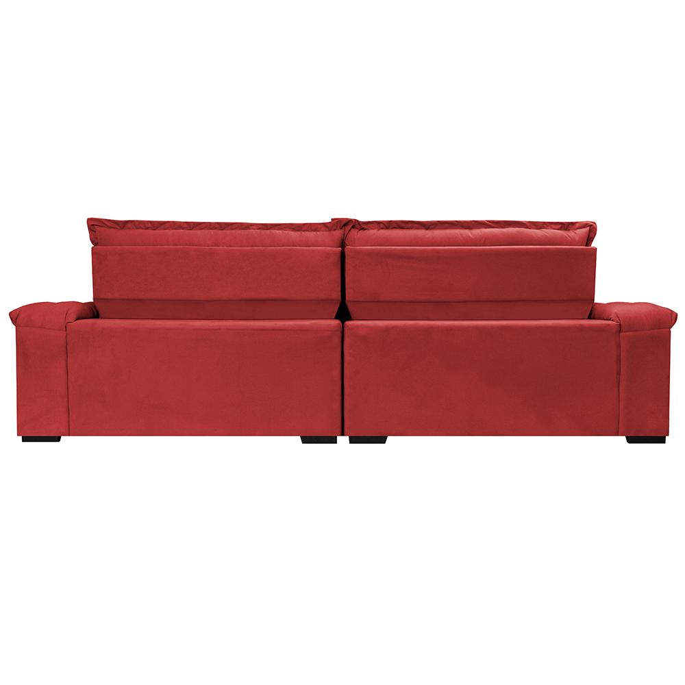 Sofá Retrátil e Reclinável 2,15m Molas Ensacadas Cama inBox Big Space com Bordado Velusoft Vermelho