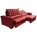 Sofá Retrátil e Reclinável 2,15m Molas Ensacadas Cama inBox Big Space com Bordado Velusoft Vermelho