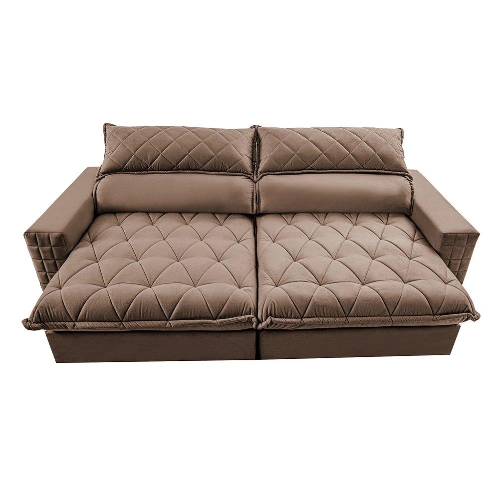 Sofá Retrátil e Reclinável 2,15m Molas Ensacadas Cama inBox Elegance com ThermoGel Velusoft Castor