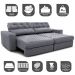 Sofá Retrátil e Reclinável 2,15m Molas Ensacadas Cama inBox Style Thermo Gel Linho Cinza Claro