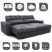 Sofá Retrátil e Reclinável 2,15m Molas Ensacadas Cama inBox Style Thermo Gel Linho Cinza Escuro