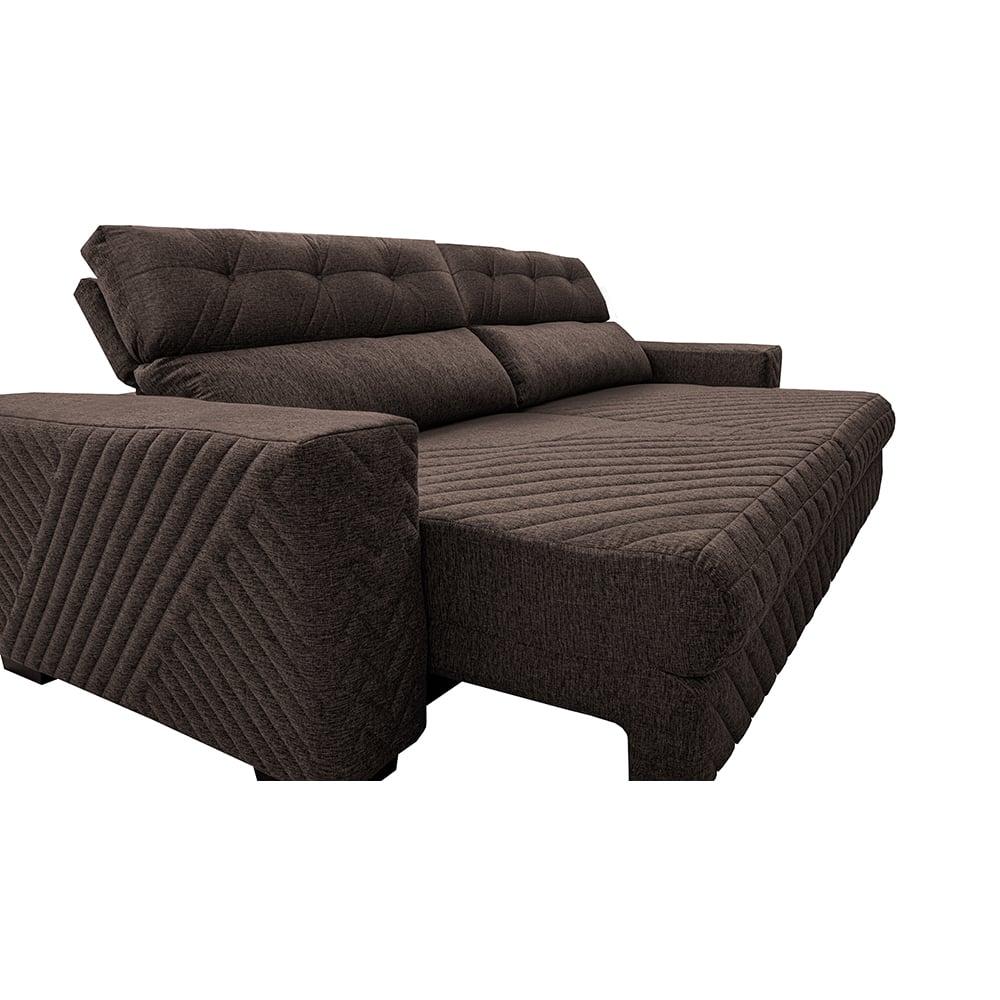 Sofá Retrátil e Reclinável 2,15m Molas Ensacadas Cama inBox Style Thermo Gel Linho Marrom