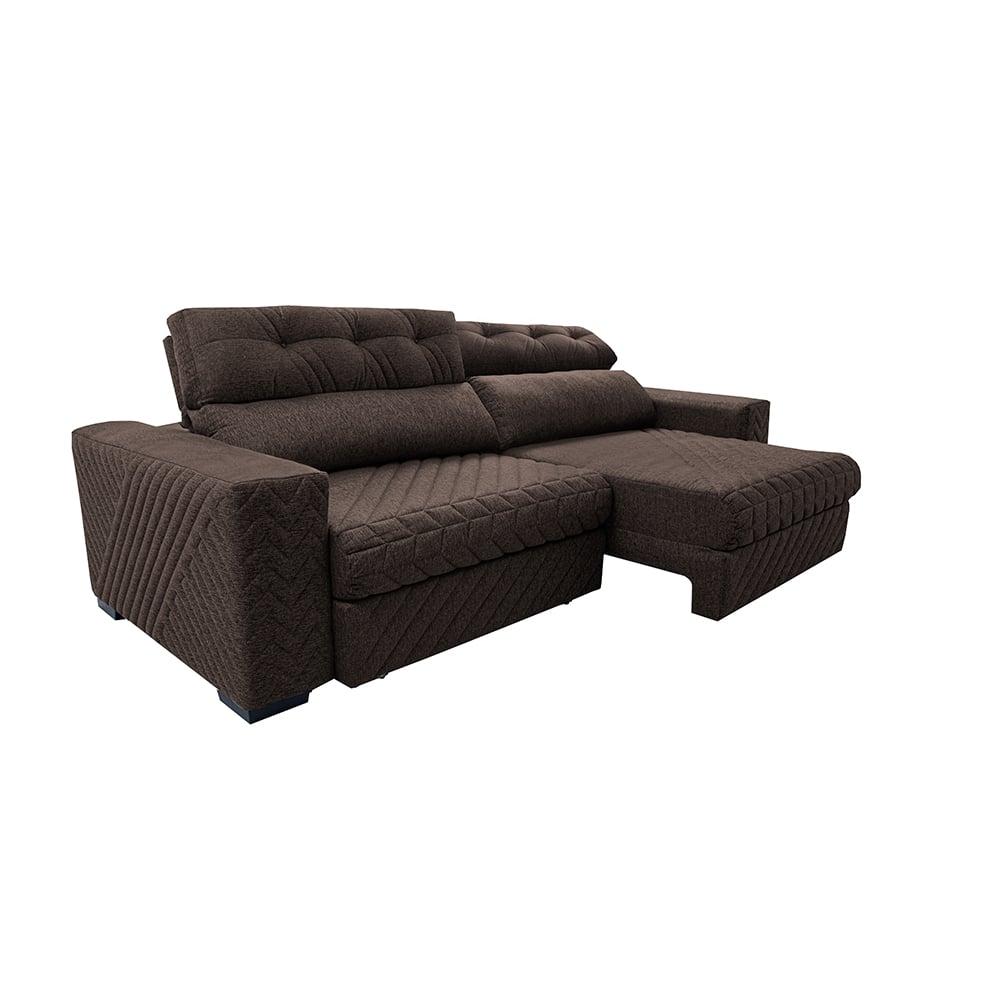 Sofá Retrátil e Reclinável 2,15m Molas Ensacadas Cama inBox Style Thermo Gel Linho Marrom