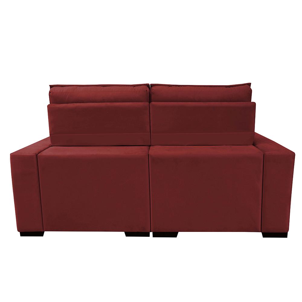 Sofá Retrátil e Reclinável 2,20m Molas Ensacadas e Costura Tripla Cama inBox Nobre Suede Vermelho
