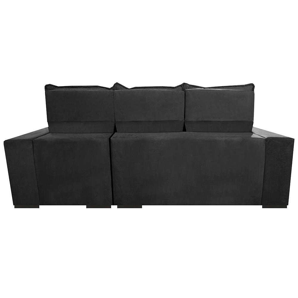 Sofá Retrátil e Reclinável 2,25m Cama inBox Canadá com Molas Velusoft Preto