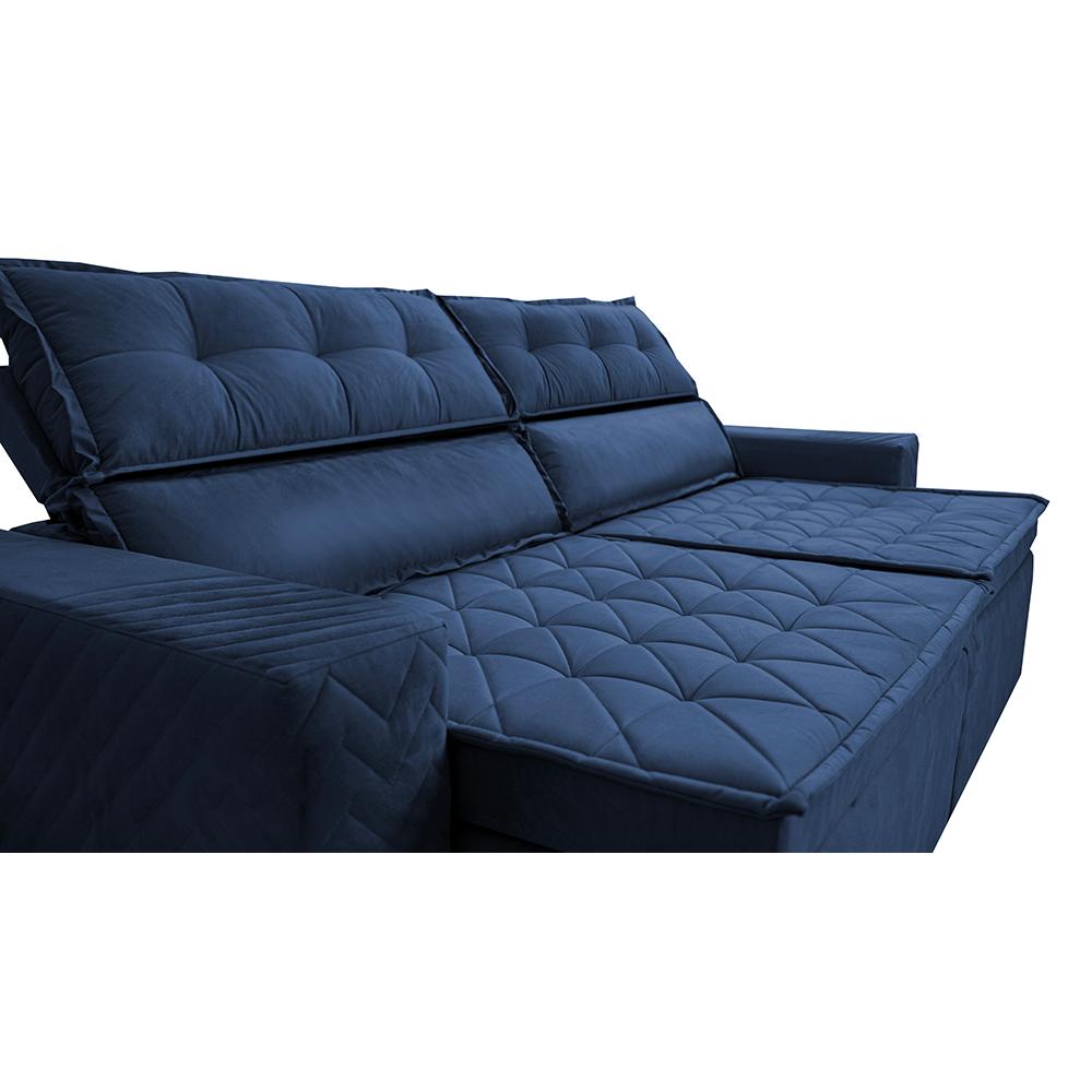 Sofá Retrátil e Reclinável 2,30m Cama inBox Charm Velusoft Azul