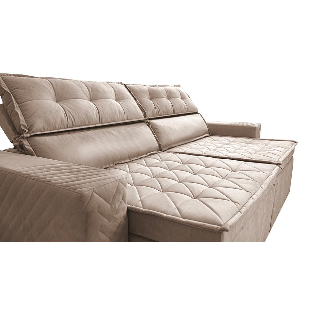 Sofá Retrátil e Reclinável 2,30m Cama inBox Charm Velusoft Bege