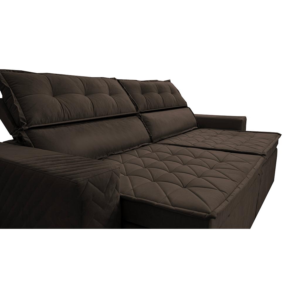 Sofá Retrátil e Reclinável 2,30m Cama inBox Charm Velusoft Café