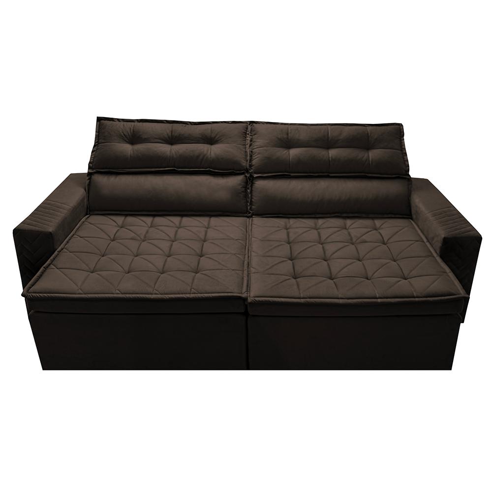 Sofá Retrátil e Reclinável 2,30m Cama inBox Charm Velusoft Café