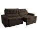 Sofá Retrátil e Reclinável 2,30m Cama inBox Charm Velusoft Café