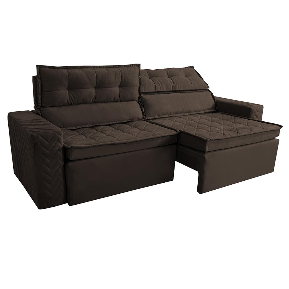 Sofá Retrátil e Reclinável 2,30m Cama inBox Charm Velusoft Café