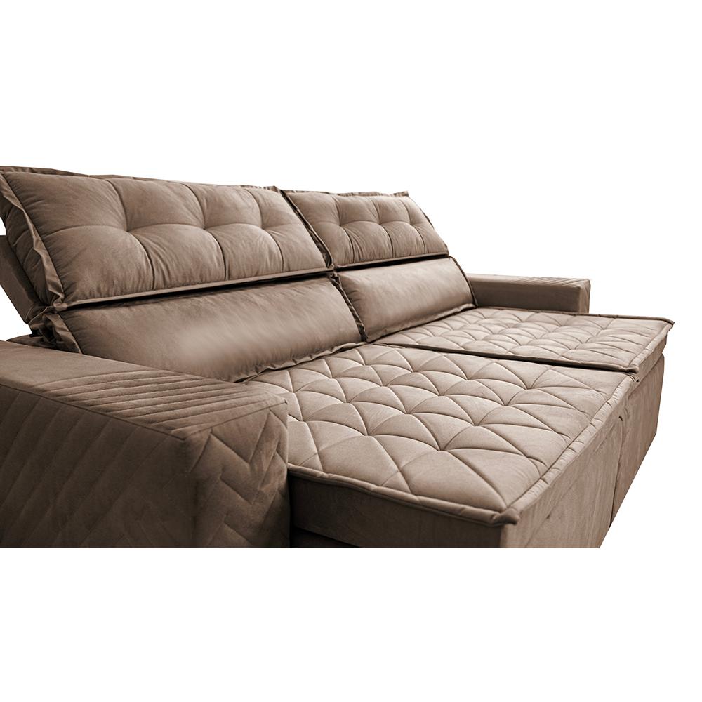 Sofá Retrátil e Reclinável 2,30m Cama inBox Charm Velusoft Castor