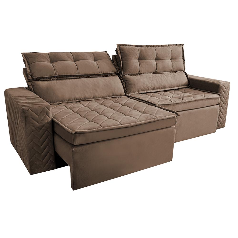 Sofá Retrátil e Reclinável 2,30m Cama inBox Charm Velusoft Castor