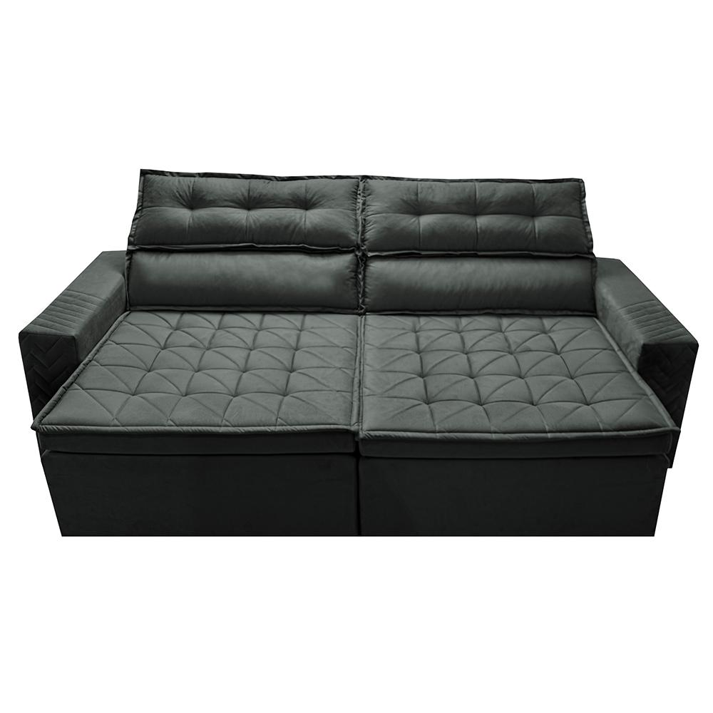 Sofá Retrátil e Reclinável 2,30m Cama inBox Charm Velusoft Cinza