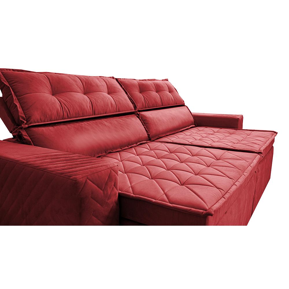 Sofá Retrátil e Reclinável 2,30m Cama inBox Charm Velusoft Vermelho