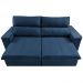 Sofá Retrátil e Reclinável 2,30m Cama inBox Flórida com Molas e Bordado 3D Velusoft Azul