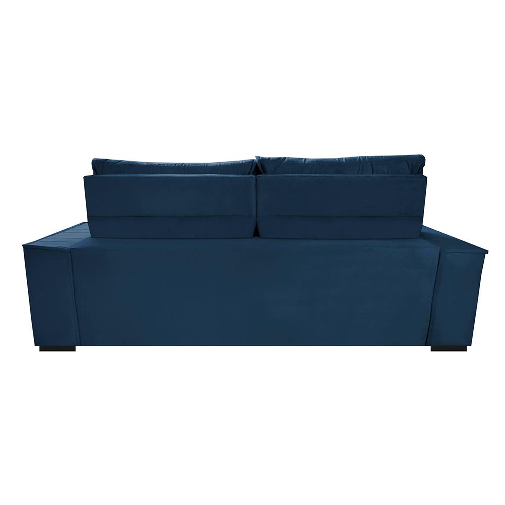 Sofá Retrátil e Reclinável 2,30m Cama inBox Flórida com Molas e Bordado 3D Velusoft Azul