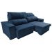 Sofá Retrátil e Reclinável 2,30m Cama inBox Flórida com Molas e Bordado 3D Velusoft Azul