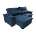 Sofá Retrátil e Reclinável 2,30m Cama inBox Flórida com Molas e Bordado 3D Velusoft Azul