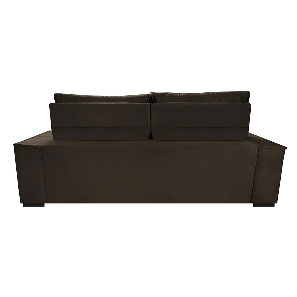 Sofá Retrátil e Reclinável 2,30m Cama inBox Flórida com Molas e Bordado 3D Velusoft Café