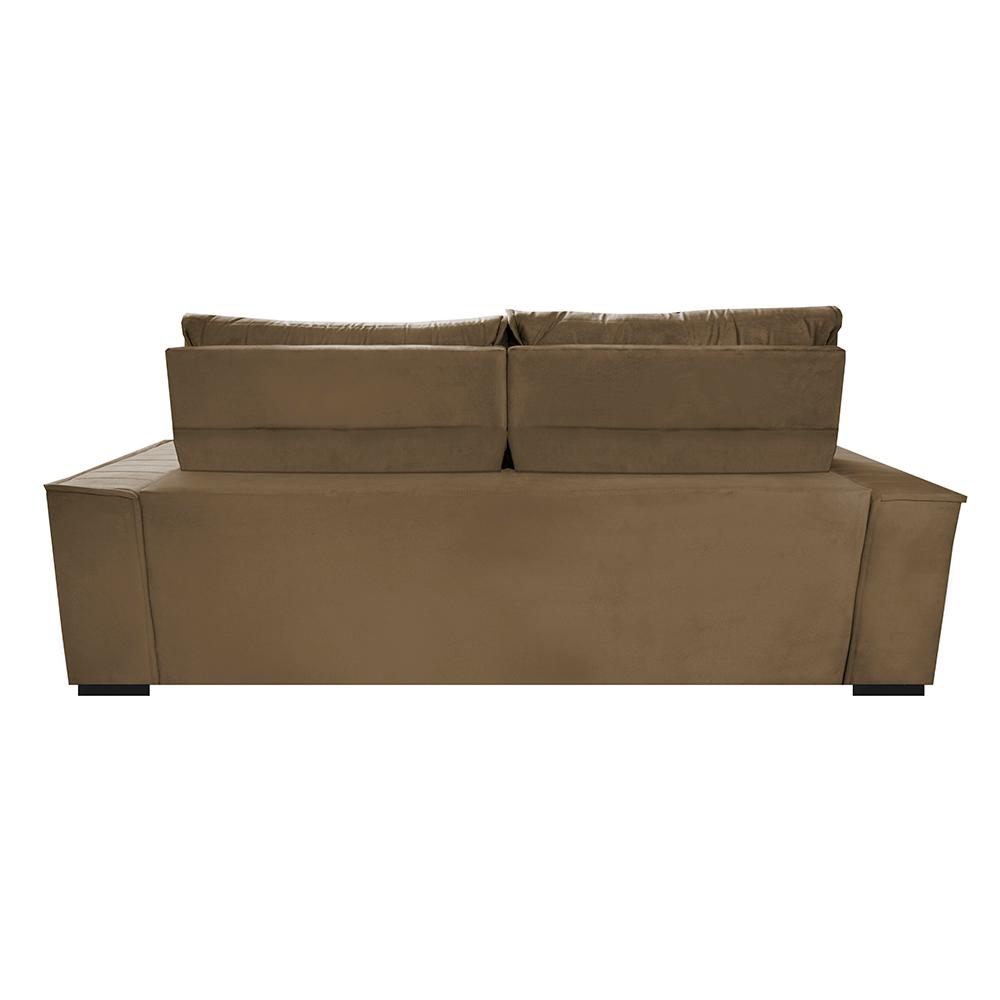 Sofá Retrátil e Reclinável 2,30m Cama inBox Flórida com Molas e Bordado 3D Velusoft Castor