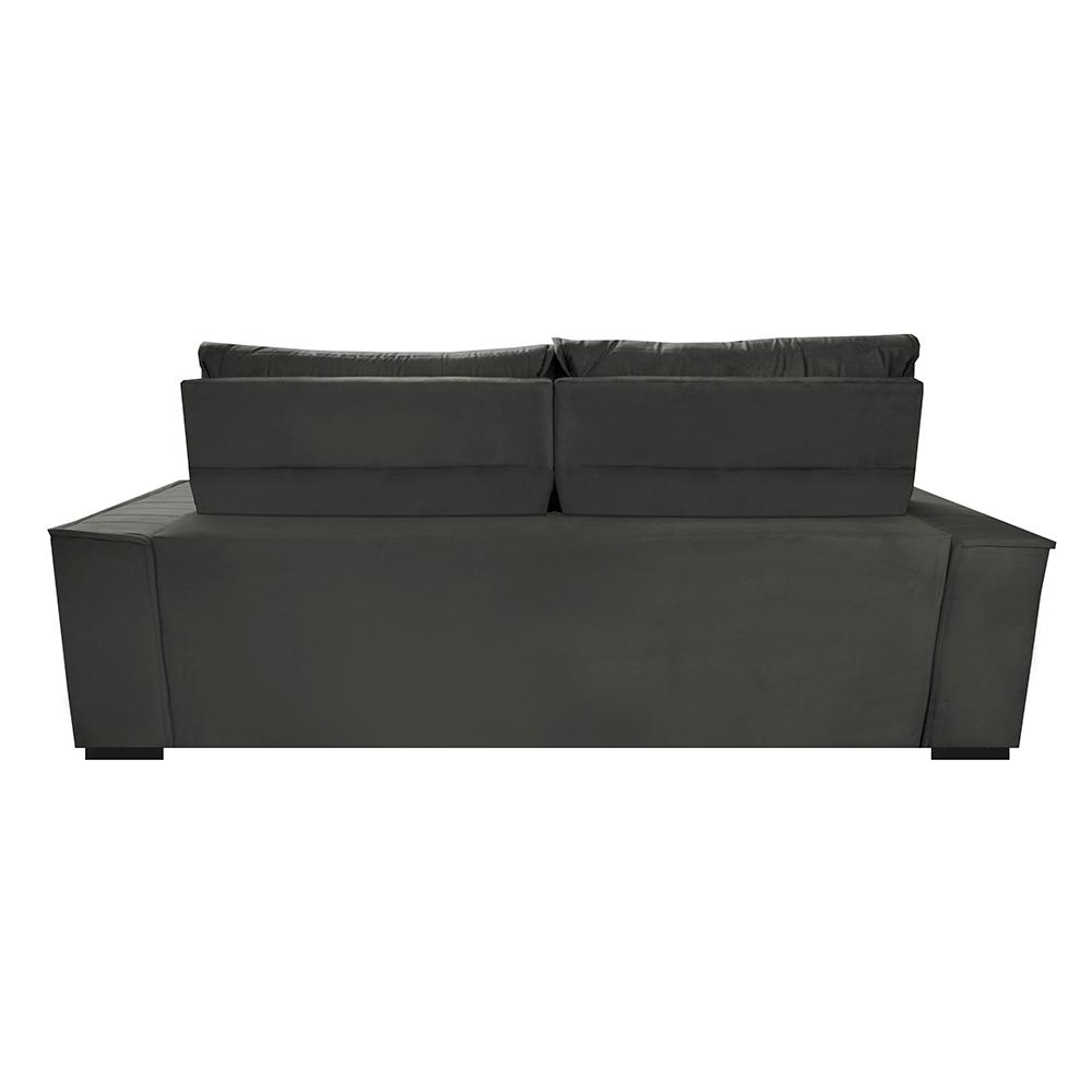 Sofá Retrátil e Reclinável 2,30m Cama inBox Flórida com Molas e Bordado 3D Velusoft Cinza