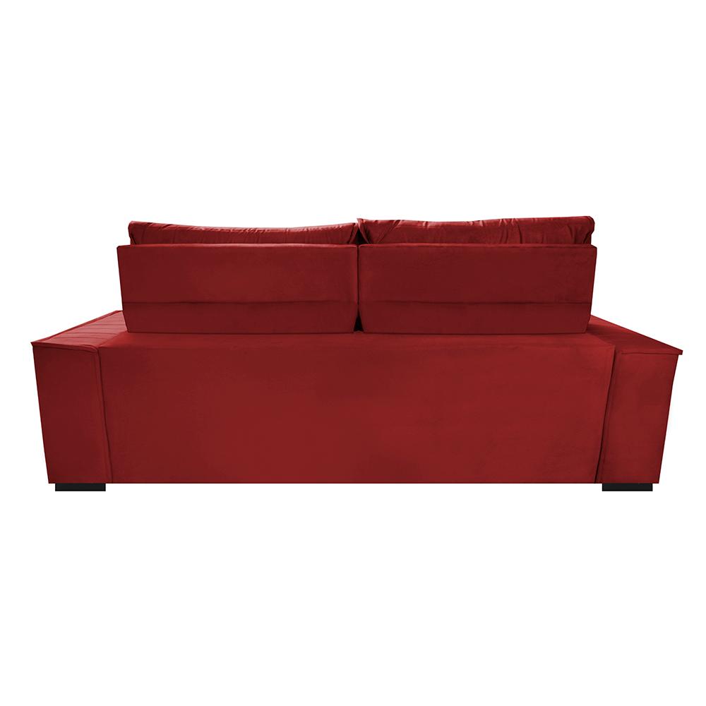 Sofá Retrátil e Reclinável 2,30m Cama inBox Flórida com Molas e Bordado 3D Velusoft Vermelho