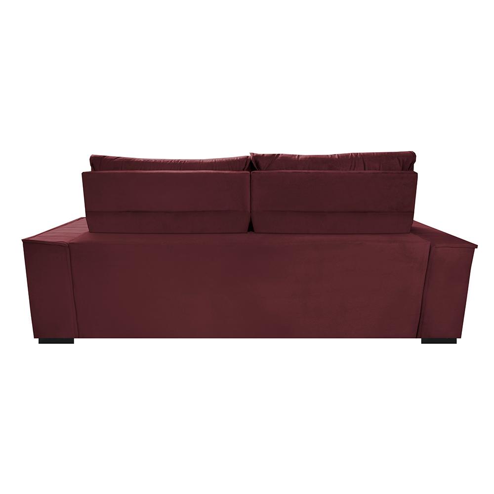 Sofá Retrátil e Reclinável 2,30m Cama inBox Flórida com Molas e Bordado 3D Velusoft Vinho
