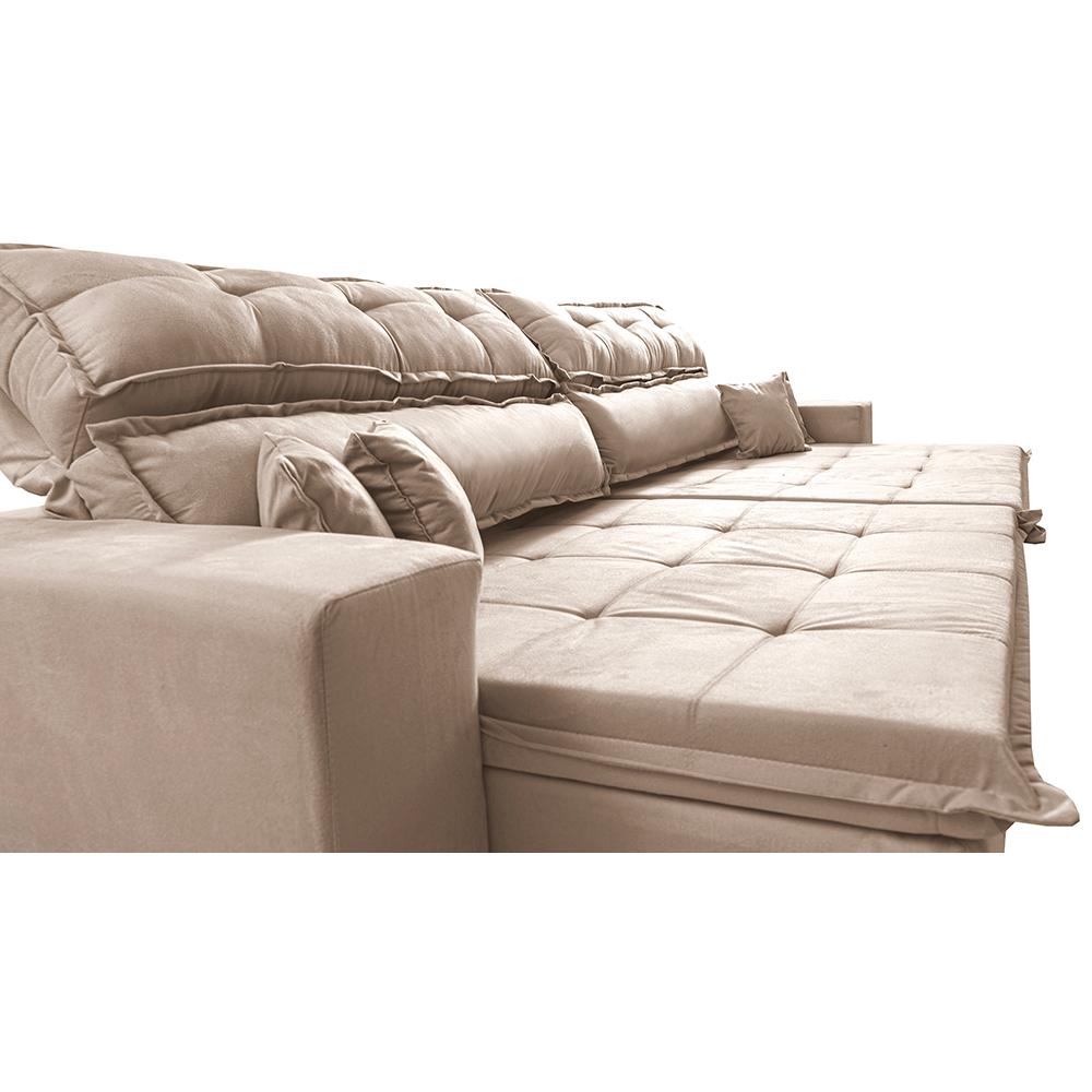 Sofá Retrátil e Reclinável 2,32m Luxos Cama inBox Velusoft Bege