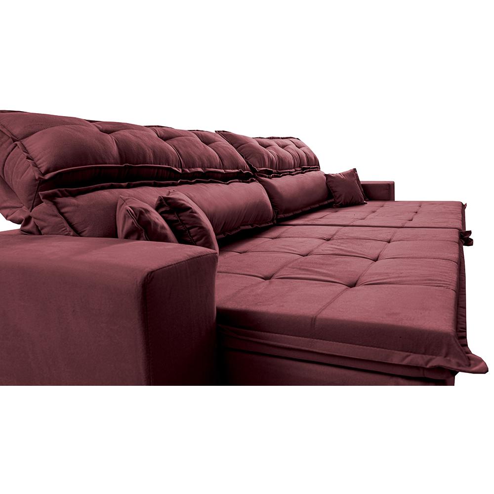 Sofá Retrátil e Reclinável 2,32m Luxos Cama inBox Velusoft Vinho