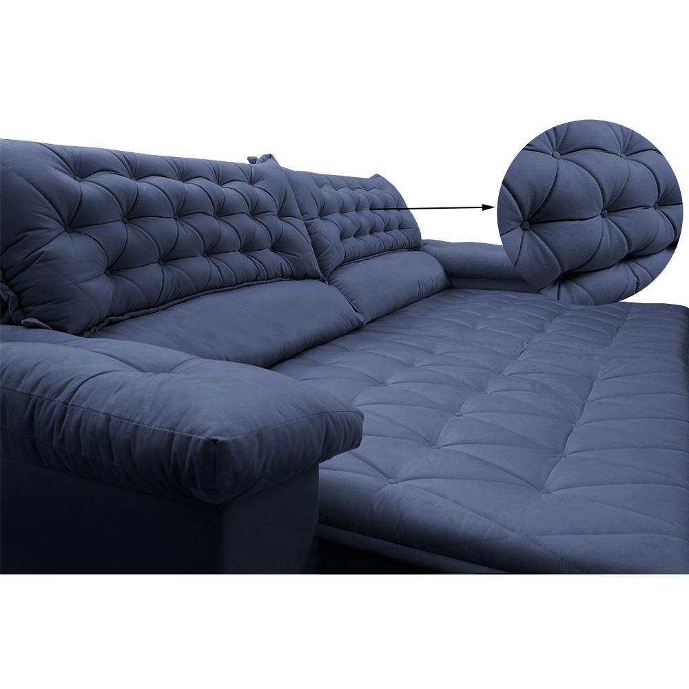 Sofá Retrátil e Reclinável 2,32m Molas Ensacadas Cama inBox Alemanha de Viscoelástico Velusoft Azul