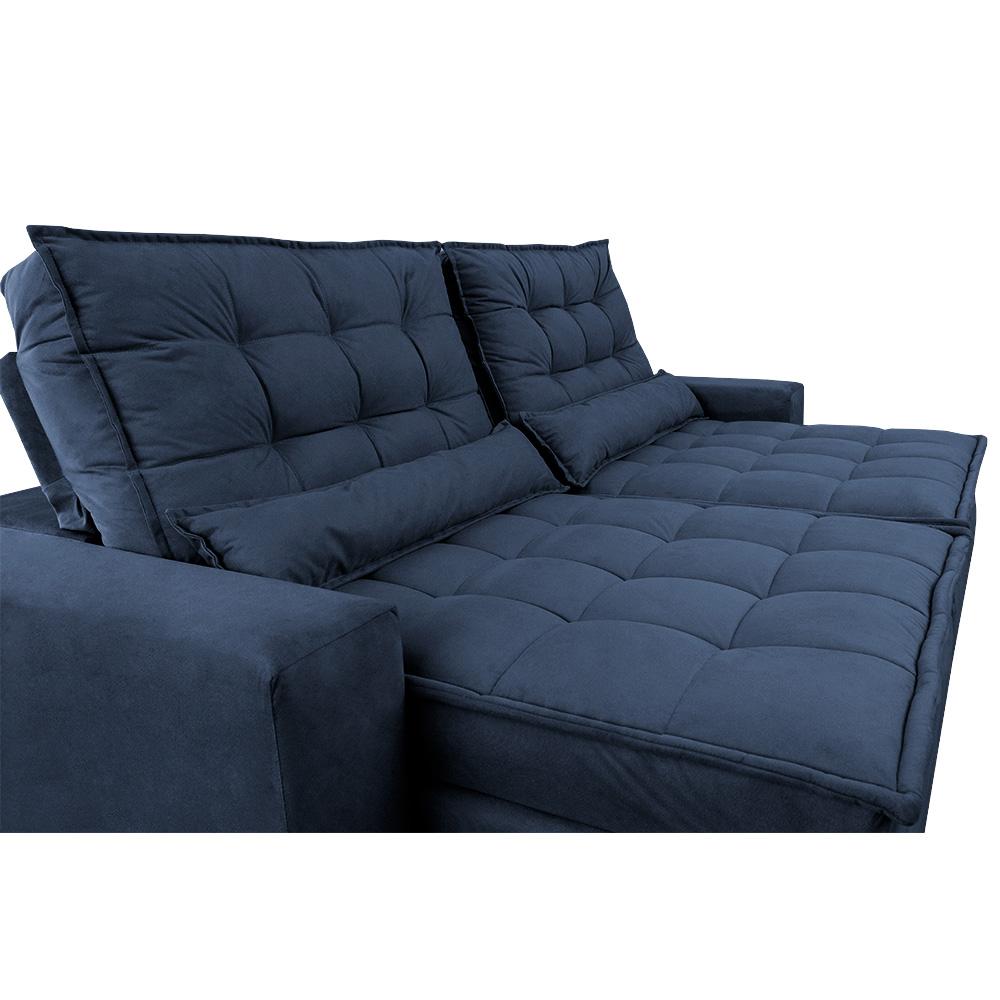 Sofá Retrátil e Reclinável 2,32m Molas Ensacadas Cama inBox Catar Velusoft Azul